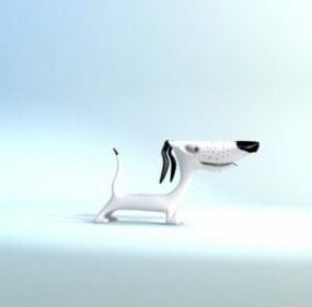 सफेद कार्टून कुत्ता 3डी मॉडल