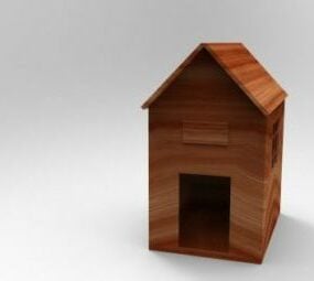 Model 3D drewnianego domku dla psa