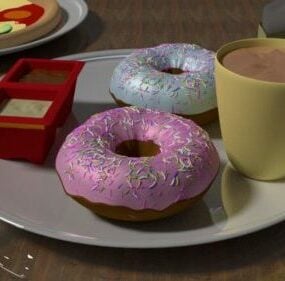 Donuts On Disc Scene 3d-modell