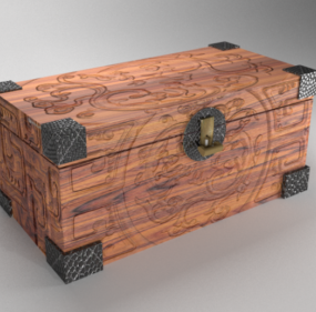 Old Wood Chest Box 3d model