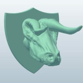 Modelo 3D de montagem em parede com cabeça de touro