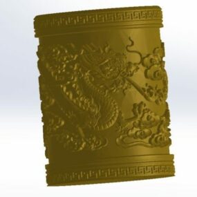 Mosazná váza s 3D modelem draka