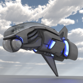 Modelo 3D de aeronave de jogo de ficção científica