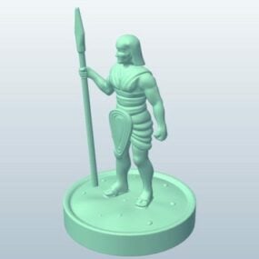 Egyptiläisen soturin patsas keihään kanssa 3d-malli