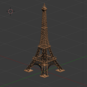 Model 3d Menara Eiffel sing nyata