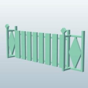 Modelo 3d de portão de madeira de obstáculos