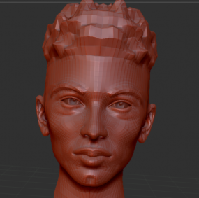 Modello 3d di scultura del viso di un giovane uomo