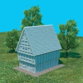 Villa Home Brick Fireplace 3d model