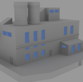 공상 과학 공장 건물 3d 모델