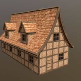 3D model průčelí středověké budovy