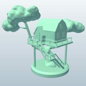 Σπίτι στο δέντρο Lowpoly μοντέλο 3d