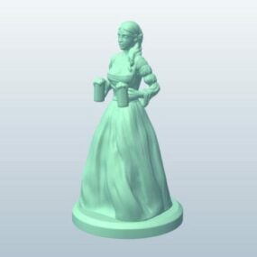 Girl With Mask Character 3d model