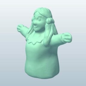指人形の女の子キャラクター3Dモデル