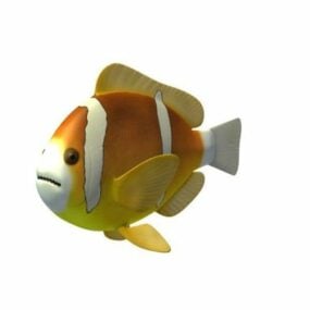 Красная мультяшная рыба Lowpoly модель 3d