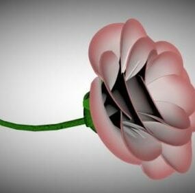 Modelo 3d de una sola flor rosa