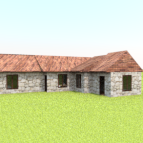 大きな屋根の家の3Dモデル