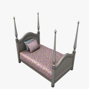 3d модель двоспального ліжка з балдахіном