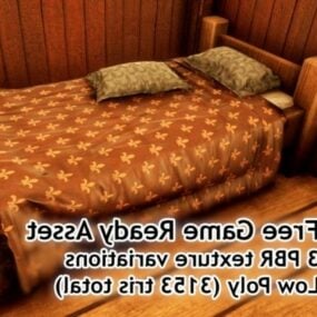Vintage Bed With Pillows 3d model