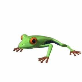 Kreslený žába Lowpoly 3D model