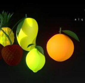 3D-Modell der Sammlung frischer Früchte