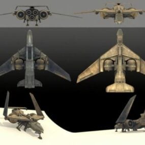Aviones jet de combate de ciencia ficción Rigged modelo 3d