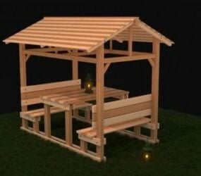 Wood Garden Bench V1 3d model
