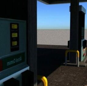 Gas Station Lowpoly Building 3d model