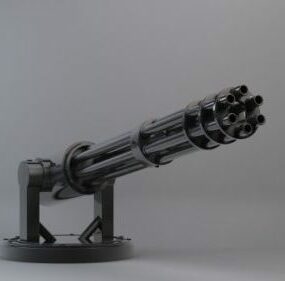 Model 3d Senjata Gatling Gun Turret
