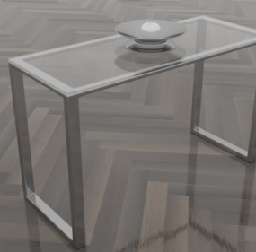 Mesa de vidro com tigela de vidro modelo 3d