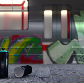 Model 3d Pemandangan Tembok Graffiti