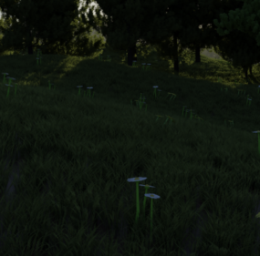 Model 3D krajobrazu pola trawy