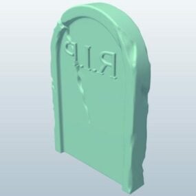 古い墓石のひびの入った3Dモデル