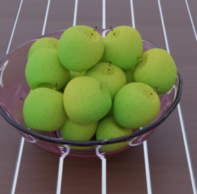 Basket Of Green Apples Fruits 3d model