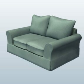 Зелений шкіряний диван 2 місний 3d модель