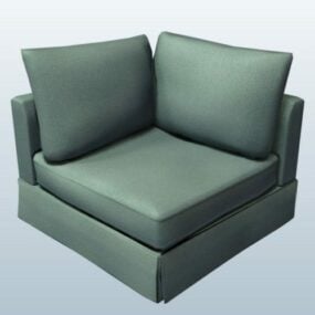 Canapé d'angle en cuir vert modèle 3D