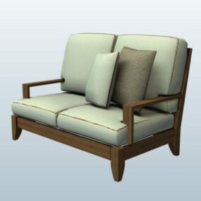 Sofa Wood Fabric 3d model