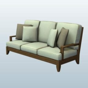 Sofa 3-Sitzer mit Holzrahmen 3D-Modell