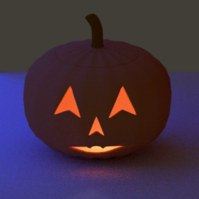 Mô hình 3d bí ngô Halloween với ánh sáng