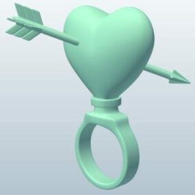 Modello 3d della scultura del cuore con la freccia