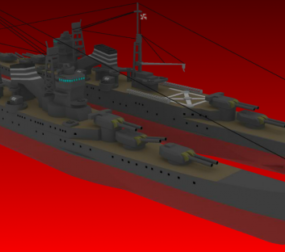 Barco de clase guiada fragata de misiles modelo 3d