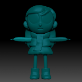 Little Girl Cartoon Character 2d Style 3d model