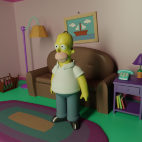 Mô hình 3d nhân vật hoạt hình Homer Simpson