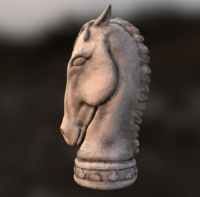 शतरंज के घोड़े की पत्थर की मूर्ति 3डी मॉडल