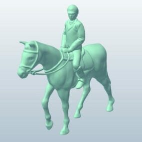 Cavallo con cavaliere che cammina modello 3d