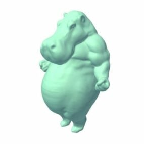 3D model kreslených postaviček stvoření hrocha