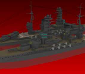 2D model japonské válečné bitevní lodi z 3. světové války