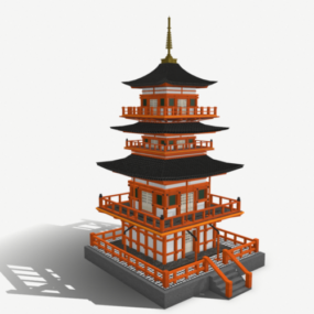 Modello 3d del tempio giapponese Seiganto-ji