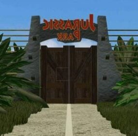 Cartoon Jurassic Park Gate 3d model