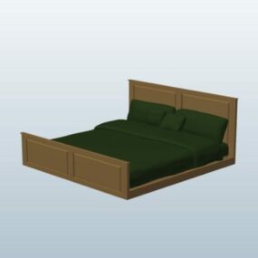 King Sized Bed Wooden 3d model