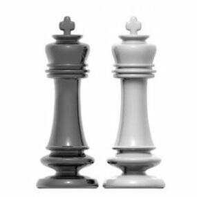 国际象棋王黑色和白色3d模型